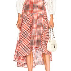 GANNI - Charron Midi Wrap Skirt - Red Gingham Size 36 (US4-6)